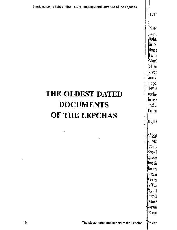 The oldest dated documents of the Lepchas Thumbnail