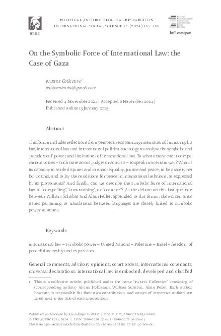 On the symbolic force of international law: the case of Gaza Thumbnail