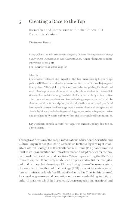 Creating a Race to the Top: Hierarchies and Competition within the Chinese ICH Transmitters System Thumbnail