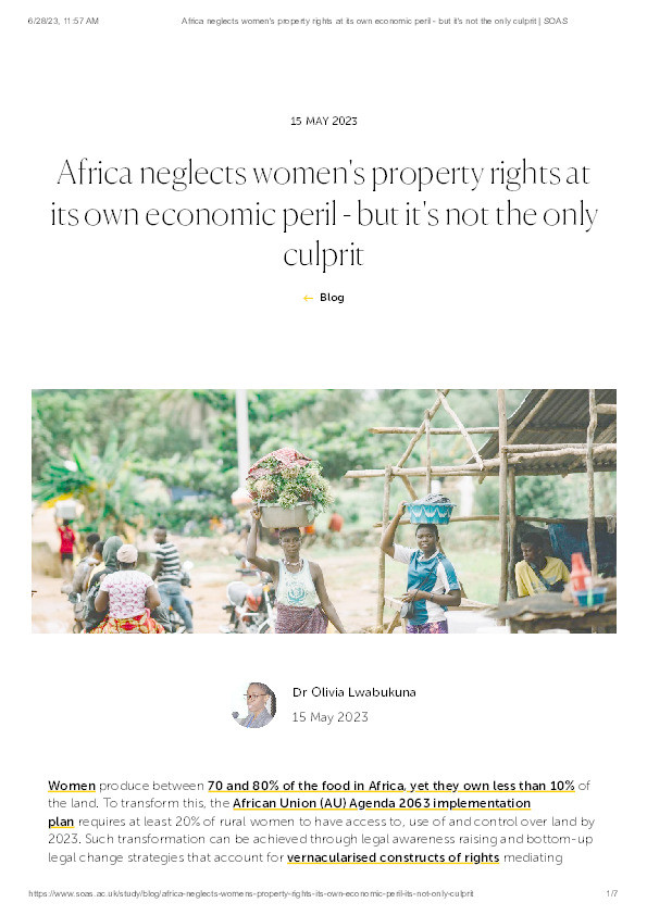 Africa neglects women's property rights at its own economic peril - but it's not the only culprit Thumbnail