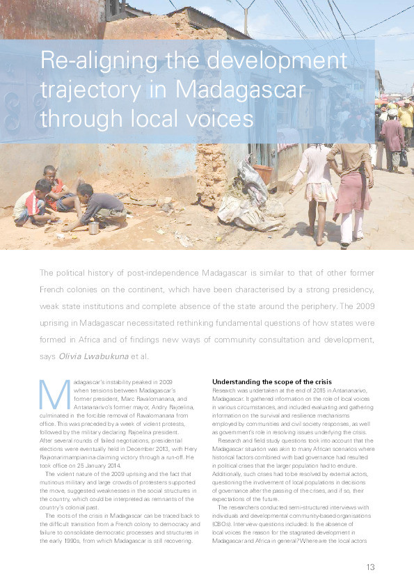 Realigning the Development Trajectory in Madagascar With Local Voices Thumbnail