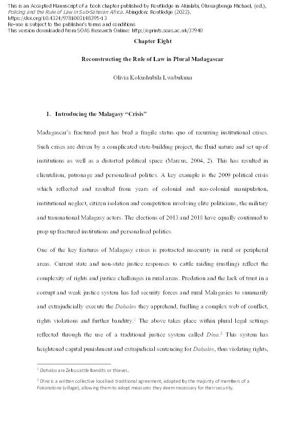 Reconstructing the Rule of Law in Plural Madagascar Thumbnail