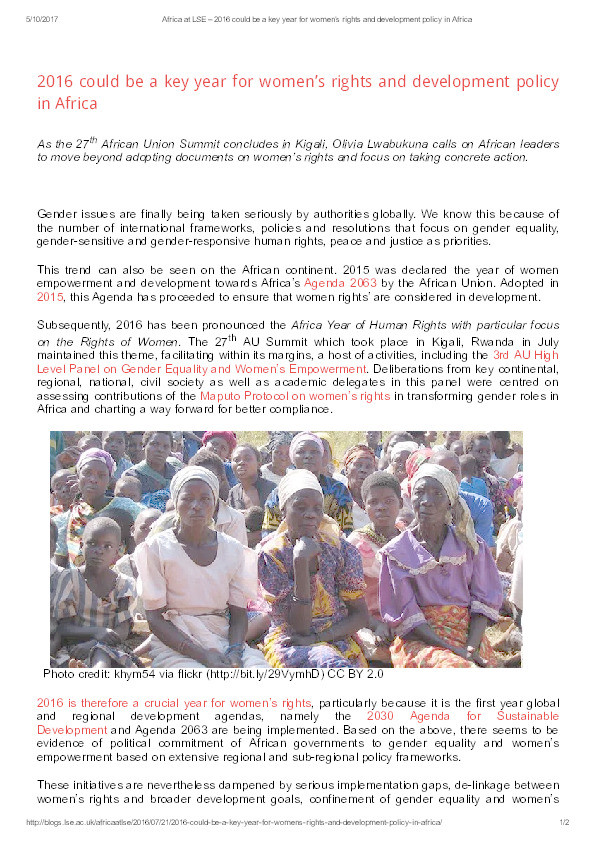 2016 could be a key year for women’s rights and development policy in Africa Thumbnail