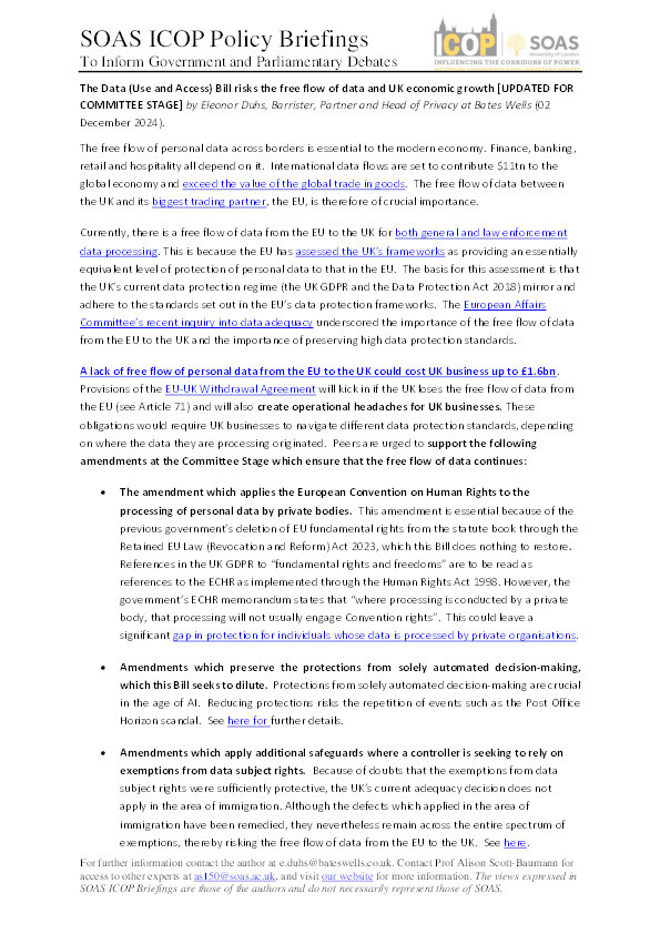 The Data (Use and Access) Bill risks the free flow of data and UK economic growth [UPDATED FOR COMMITTEE STAGE] Thumbnail