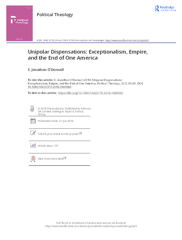 Unipolar Dispensations: Exceptionalism, Empire, and the End of One America Thumbnail