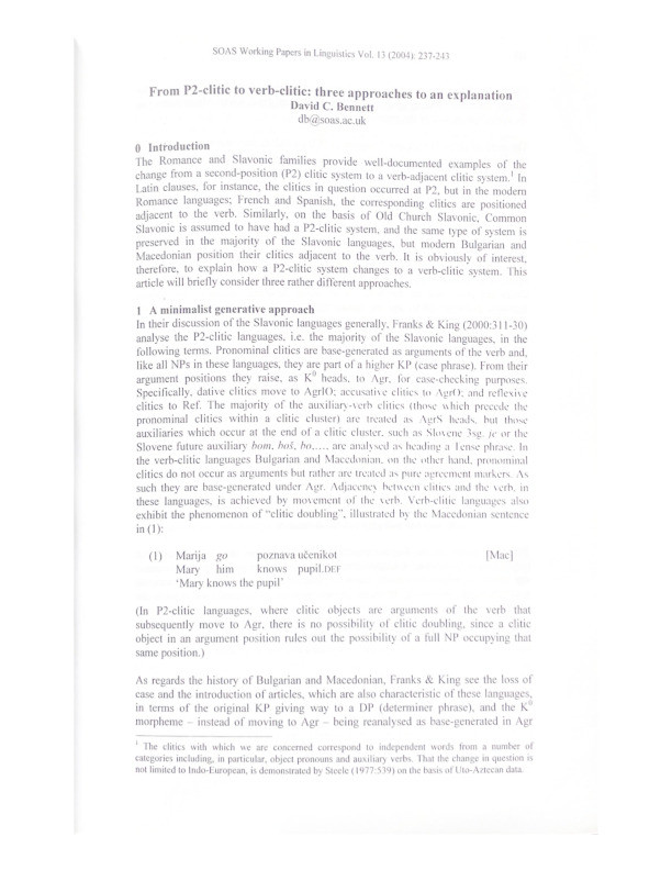 From P2-clitic to verb-clitic: three approaches to an explanation Thumbnail