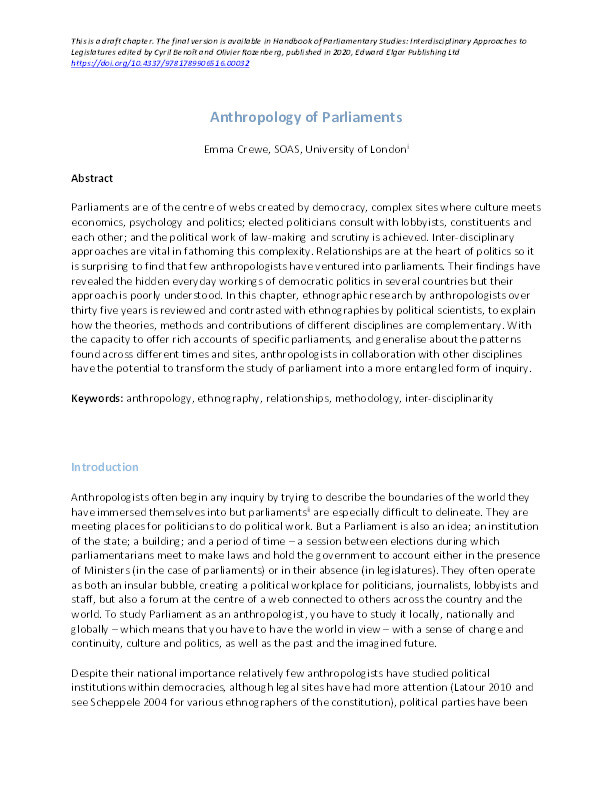 Anthropology of Parliaments Thumbnail