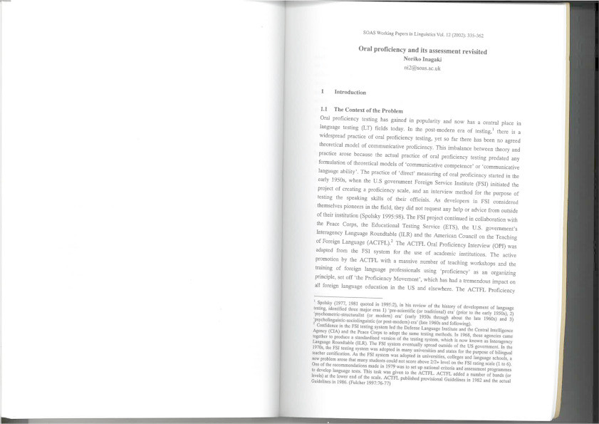 Oral proficiency and its assessment revisited Thumbnail