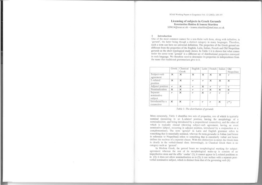 Licensing of subjects in Greek gerunds Thumbnail