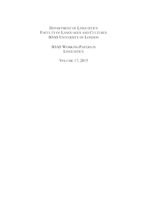 SOAS Working Papers in Linguistics, Volume 17 Thumbnail