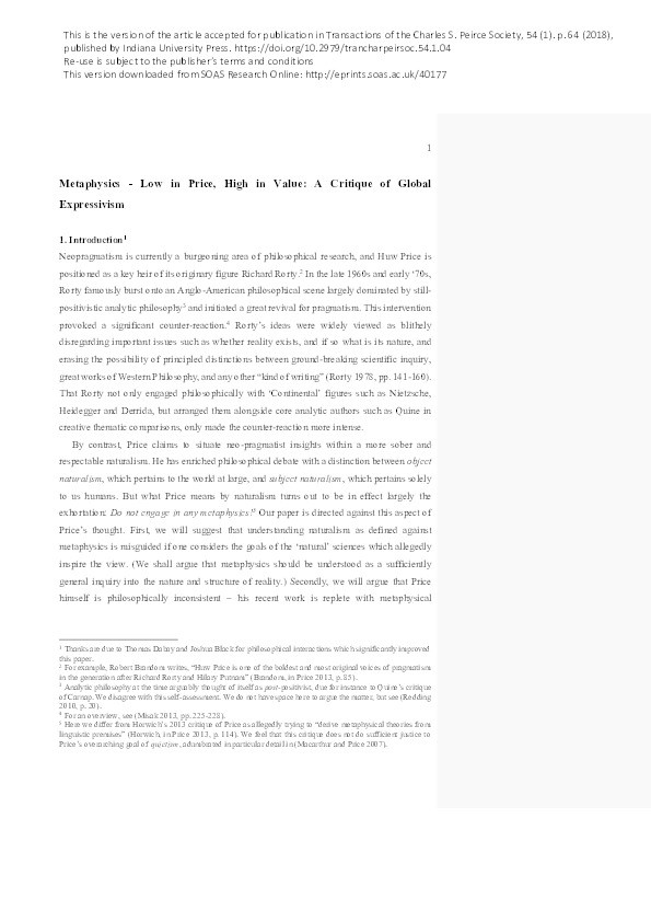 Metaphysics — Low in Price, High in Value: A Critique of Global Expressivism Thumbnail