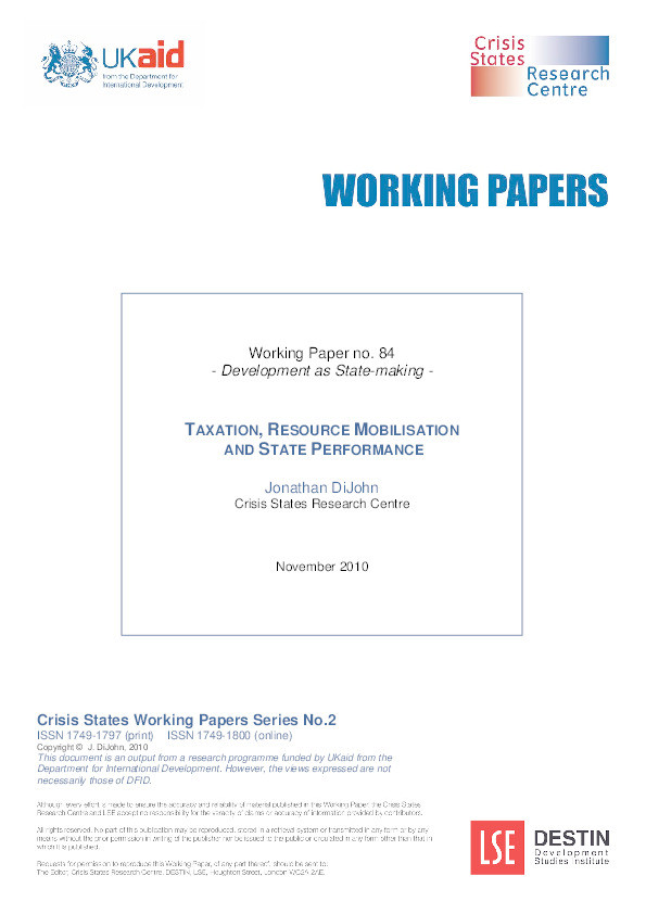 Taxation, Resource Mobilisation, and State Performance Thumbnail