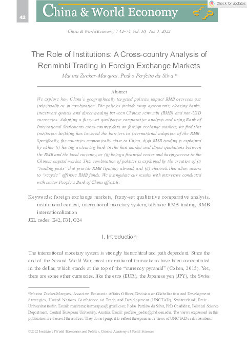 The Role of Institutions: A Cross-country Analysis of Renminbi Trading in Foreign Exchange Markets Thumbnail