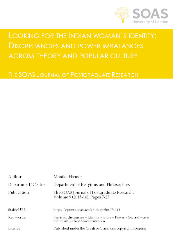 Looking for the Indian woman’s identity: Discrepancies and power imbalances across theory and popular culture Thumbnail