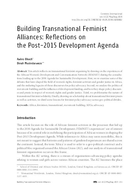 Building Transnational Feminist Alliances: reflections on the post 2015 development agenda Thumbnail