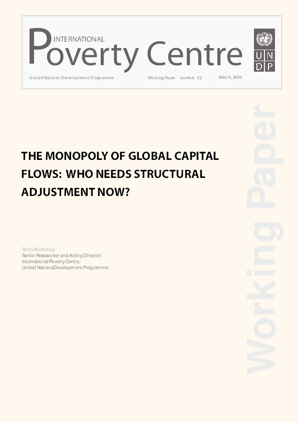 The Monopoly of Global Capital Flows: Who Needs Structural Adjustment Now? Thumbnail