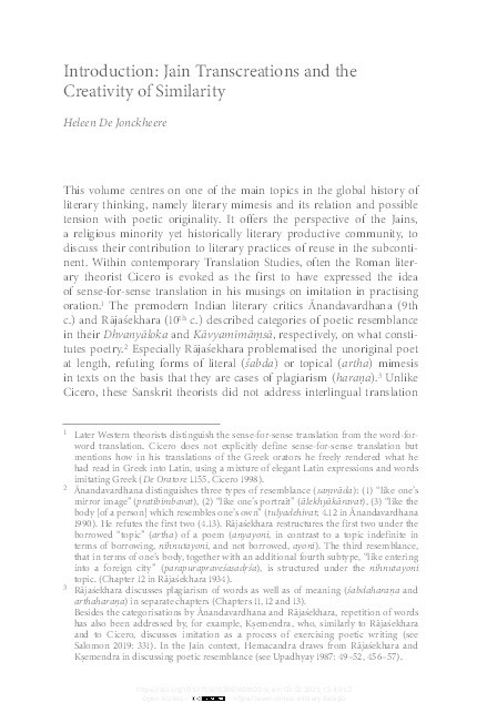 Introduction: Jain Transcreations and the Creativity of Similarity Thumbnail