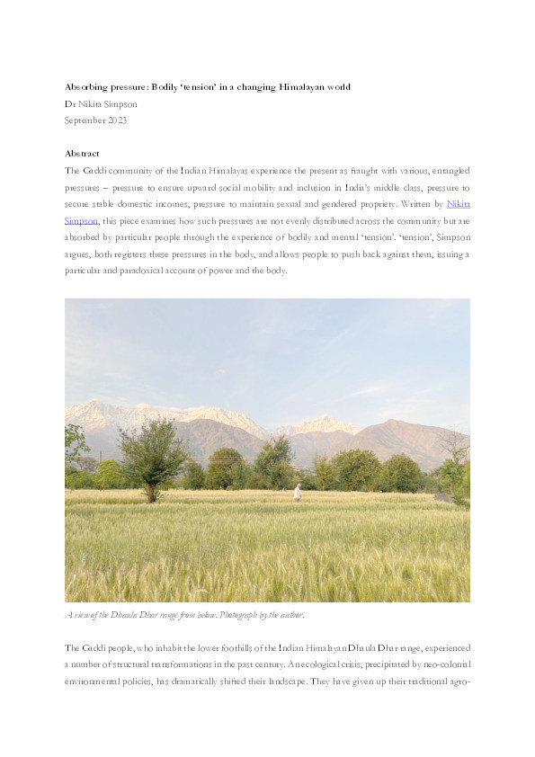 Absorbing pressure: Bodily ‘tension’ in a changing Himalayan world Thumbnail