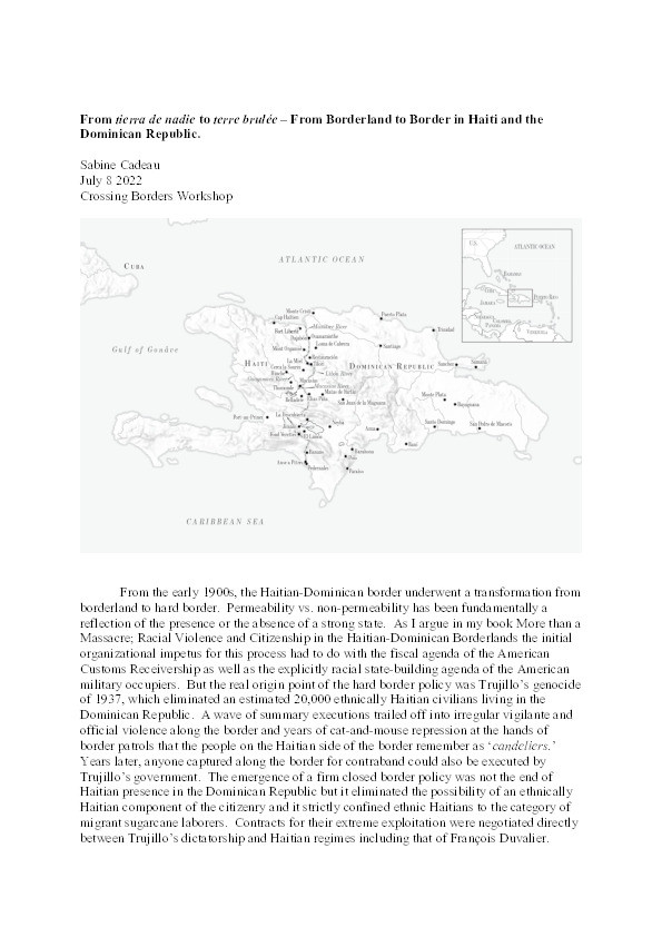 From tierra de nadie to terre brulée – From Borderland to Border in Haiti and the Dominican Republic Thumbnail