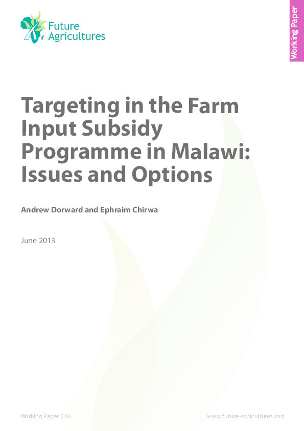 Targeting in the Farm Input Subsidy Programme in Malawi: Issues and Options Thumbnail