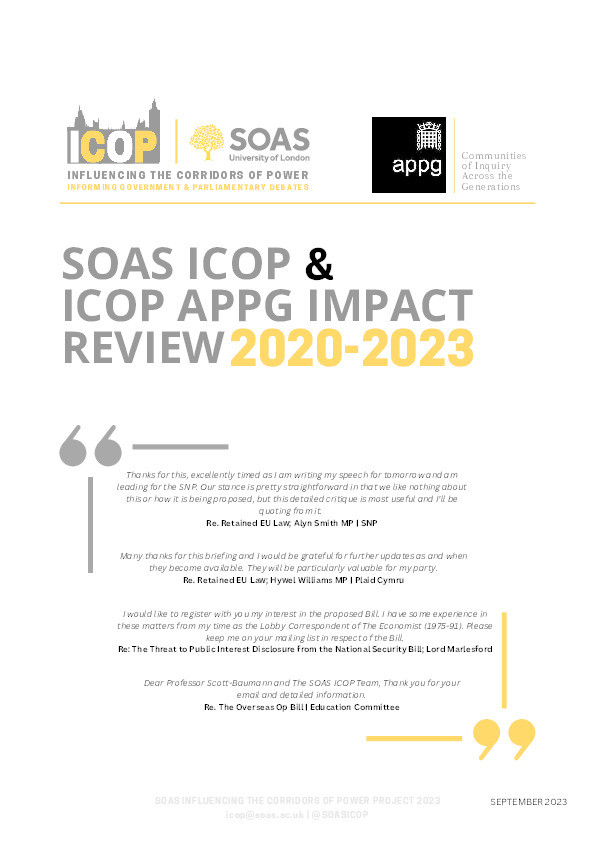 SOAS ICOP and ICOP APPG Impact Review 2020-2023 Thumbnail