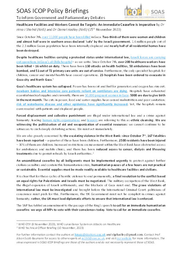 Healthcare Facilities and Workers Cannot Be Targets: An Immediate Ceasefire is Imperative Thumbnail