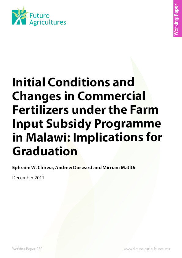Initial Conditions and Changes in Commercial Fertilizers under the Farm Input Subsidy Programme in Malawi: Implications for Graduation Thumbnail