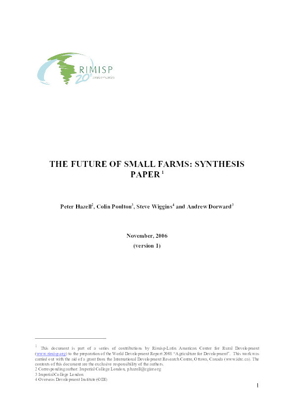 The future of Small Farms: synthesis paper Thumbnail