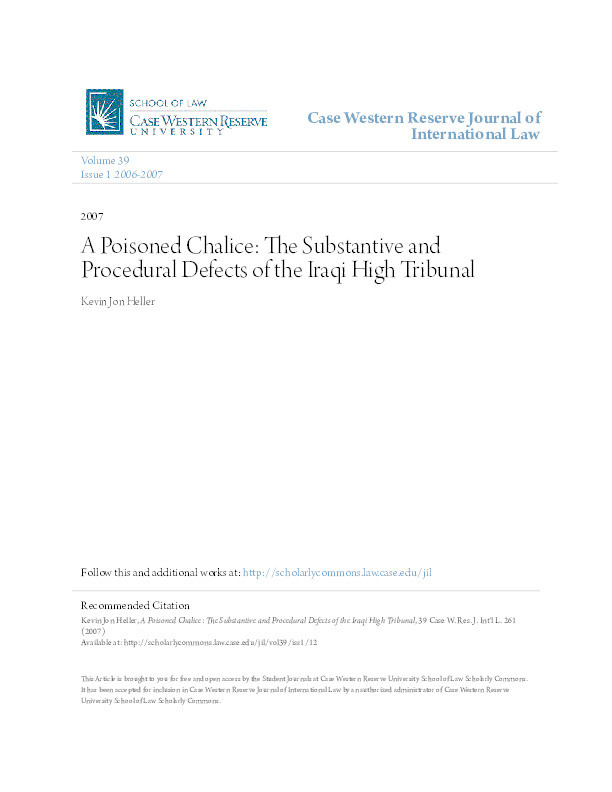A poisoned chalice: substantive and procedural defects of the Iraqi High Tribunal Thumbnail
