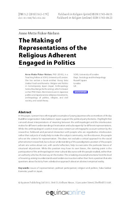 The Making of Representations of the Religious Adherent Engaged in Politics Thumbnail