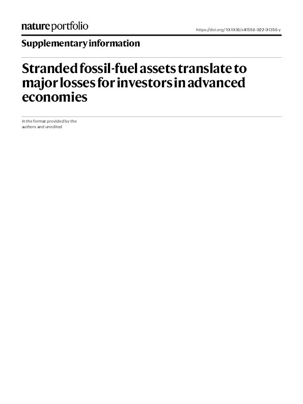 Stranded fossil-fuel assets translate to major losses for investors in advanced economies Thumbnail