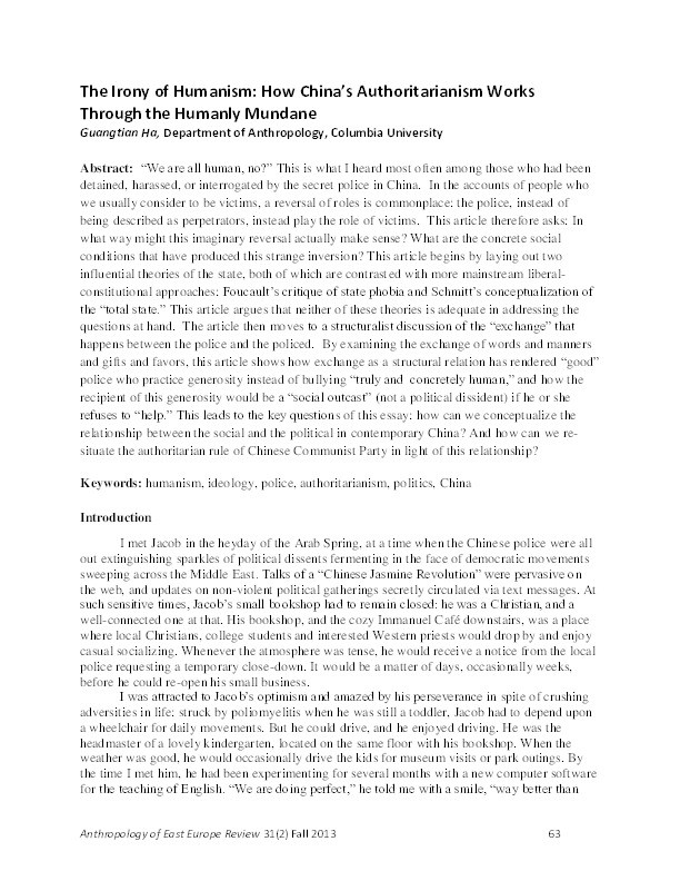 The Irony of Humanism: How China’s Authoritarianism Works through the Humanly Mundane Thumbnail