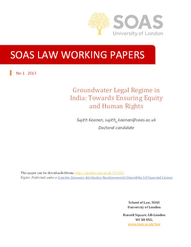 Groundwater Legal Regime in India: Towards Ensuring Equity and Human Rights Thumbnail