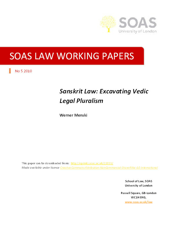 Sanskrit Law: Excavating Vedic Legal Pluralism Thumbnail