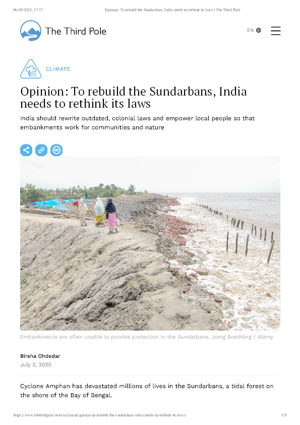 To rebuild the Sundarbans, India needs to rethink its laws Thumbnail