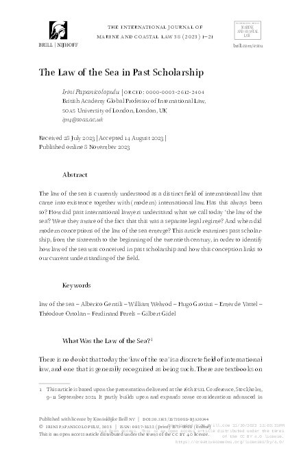 The Law of the Sea in Past Scholarship Thumbnail