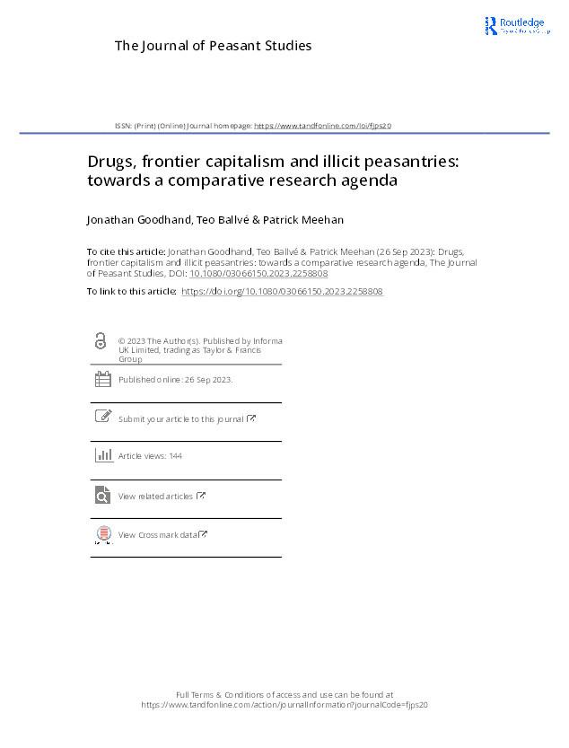 Drugs, frontier capitalism and illicit peasantries: towards a comparative research agenda Thumbnail