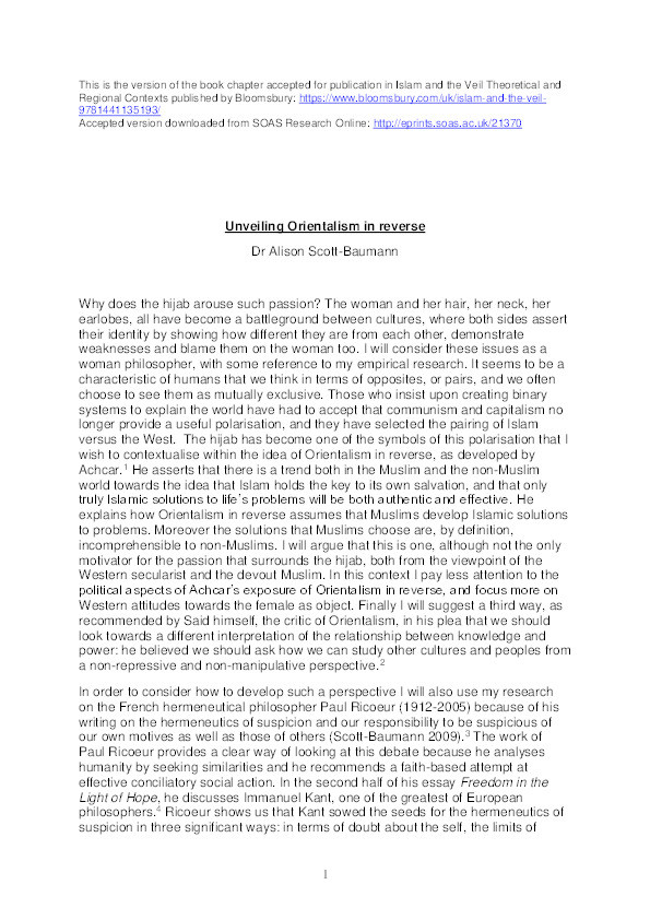 Unveiling Orientalism in reverse Thumbnail