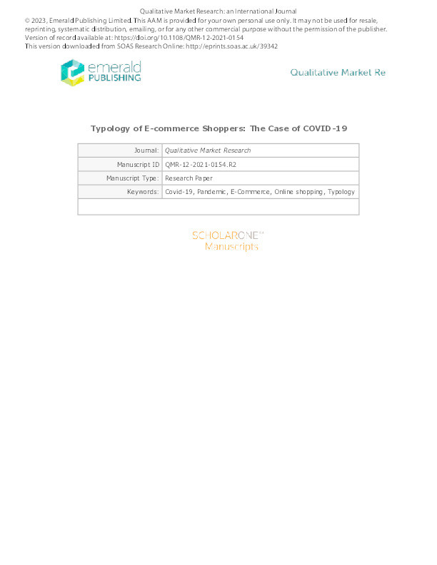 Typology of e-commerce shoppers: the case of COVID-19 Thumbnail