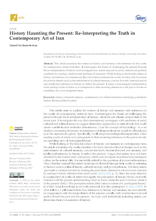 History Haunting the Present: Re-Interpreting the Truth in Contemporary Art of Iran Thumbnail