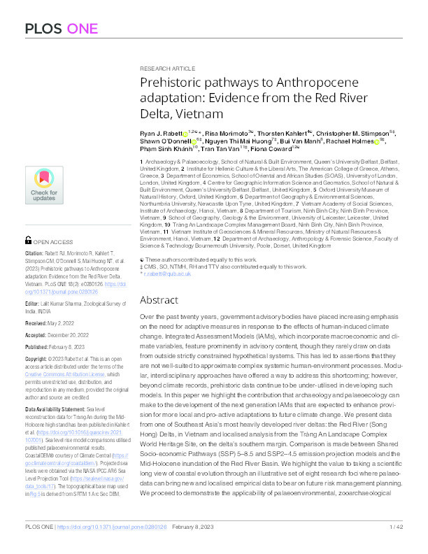 Prehistoric pathways to Anthropocene adaptation: Evidence from the Red River Delta, Vietnam Thumbnail