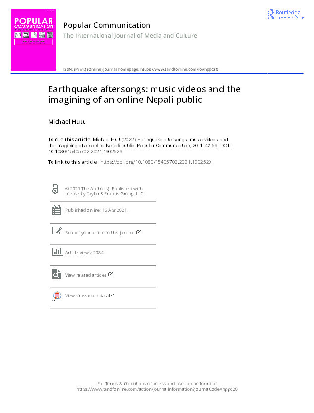 Earthquake aftersongs: music videos and the imagining of an online Nepali public Thumbnail