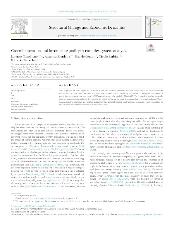 Green innovation and income inequality: A complex system analysis. Thumbnail