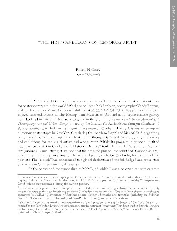 'The 'First' Cambodian Contemporary Artist' Thumbnail