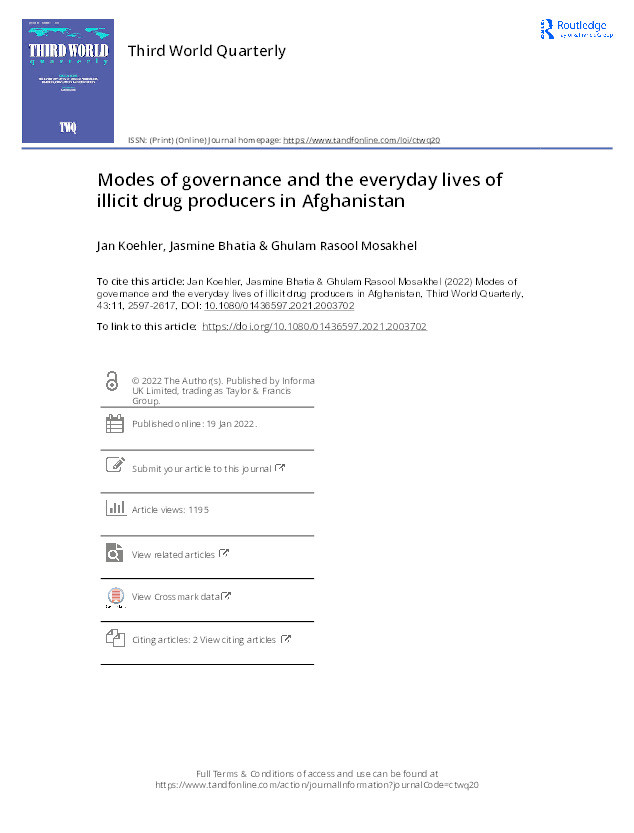 Modes of governance and the everyday lives of illicit drug producers in Afghanistan Thumbnail