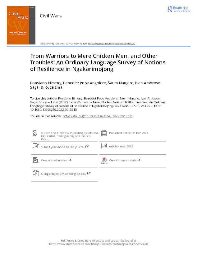 From Warriors to Mere Chicken Men, and Other Troubles: An Ordinary Language Survey of Notions of Resilience in Ngakarimojong Thumbnail
