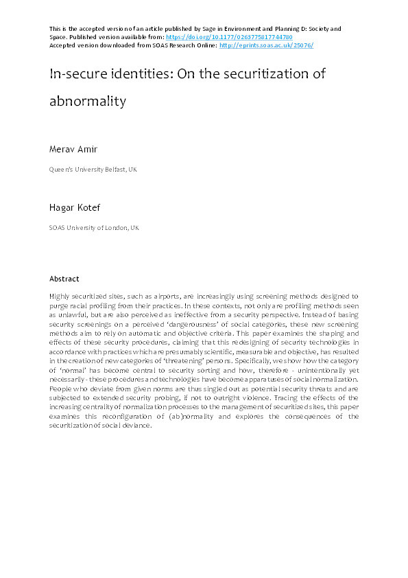 In-Secure Identities: on the Securitization of Abnormality Thumbnail