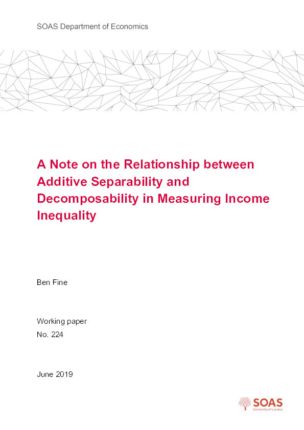 “A Note on the Relationship between Additive Separability and Decomposability in Measuring Income Inequality” Thumbnail