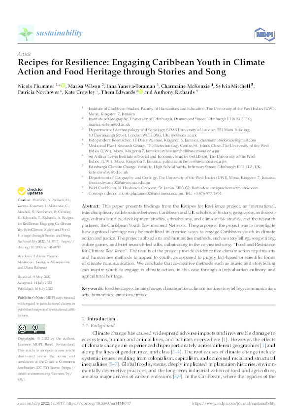 Recipes for Resilience: Engaging Caribbean Youth in Climate Action and Food Heritage through Stories and Song Thumbnail