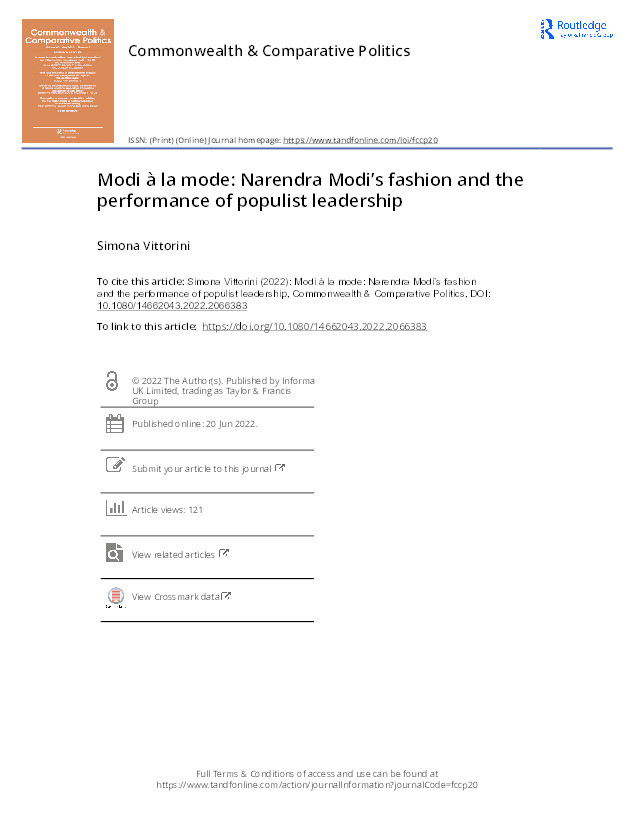 Modi à la mode: Narendra Modi’s fashion and the performance of populist leadership Thumbnail